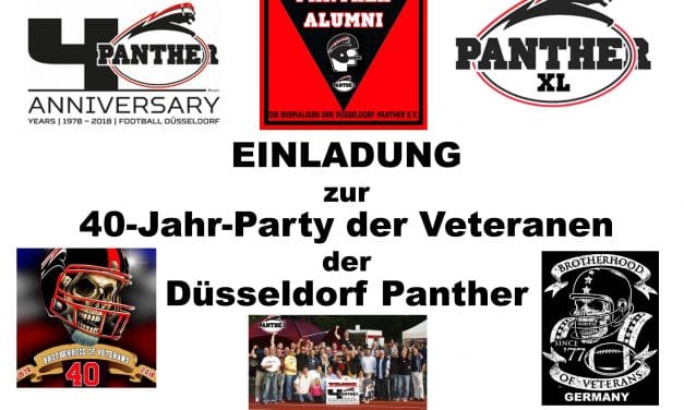 Einladung zur 40-Jahr-Party der Veteranen der Düsseldorf Panther.